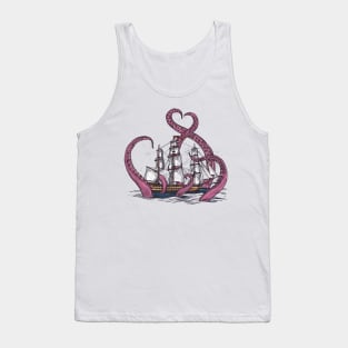 Kraken Attacks Boat Tank Top